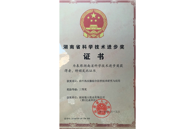 省科技進步三等獎